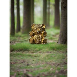 Vintage Gold Tone Teddy Bear Brooch Pin